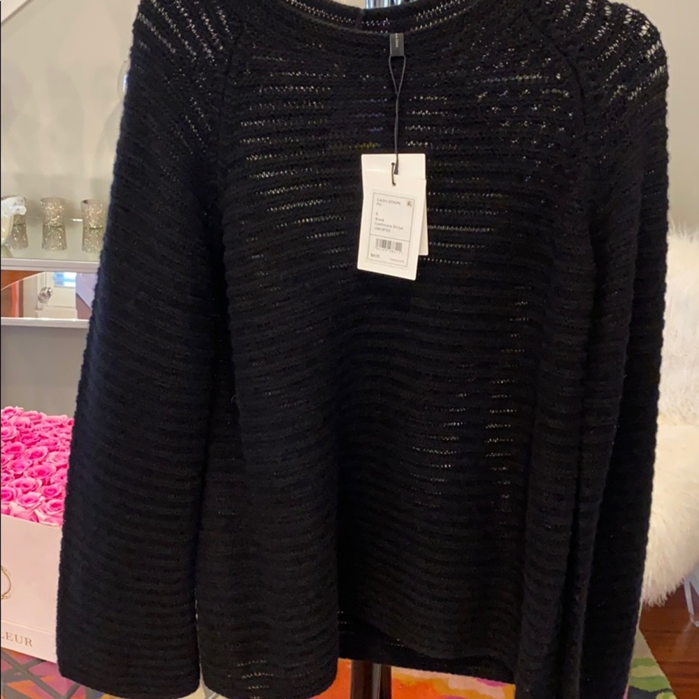 Theory black cashmere stripe sweater